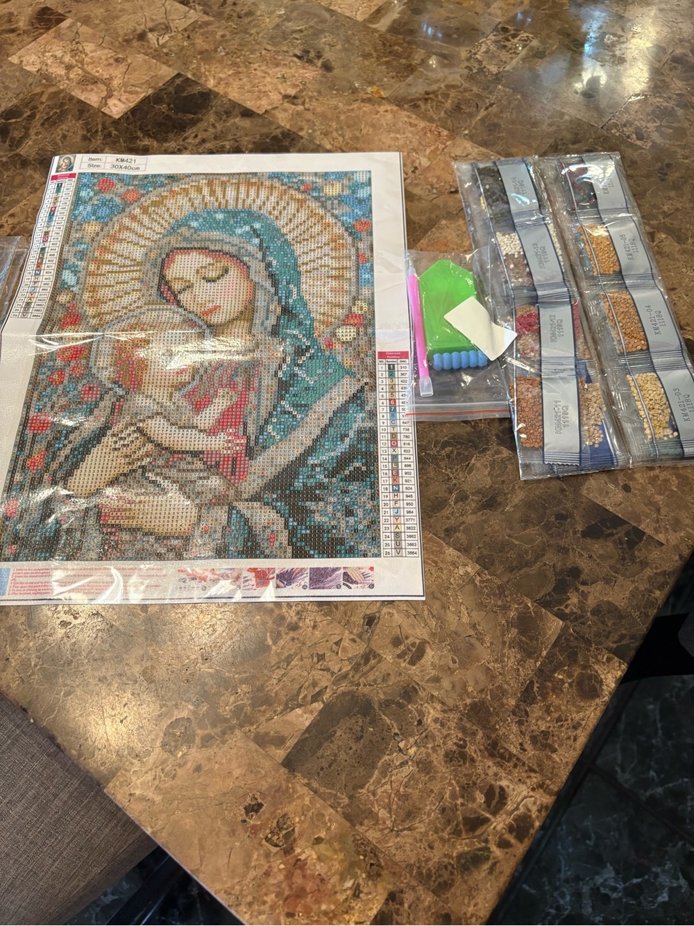 Acelii NWT Holy Mother &Son 5D Pearl Diamond Wall Art Kit for adults.12”x 16”
